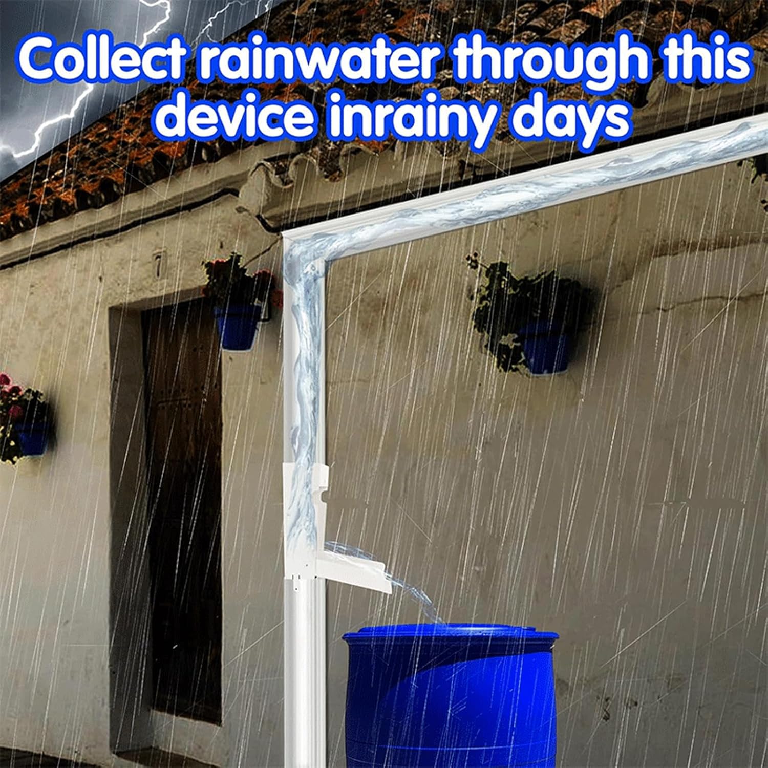 Rainwater Diverter for Downspout Heavy Duty Galvanized Steel Water Collection System with Screws for Rain Gardening Outdoor Use White 11.8 x 4.7 x 4.7 Inches