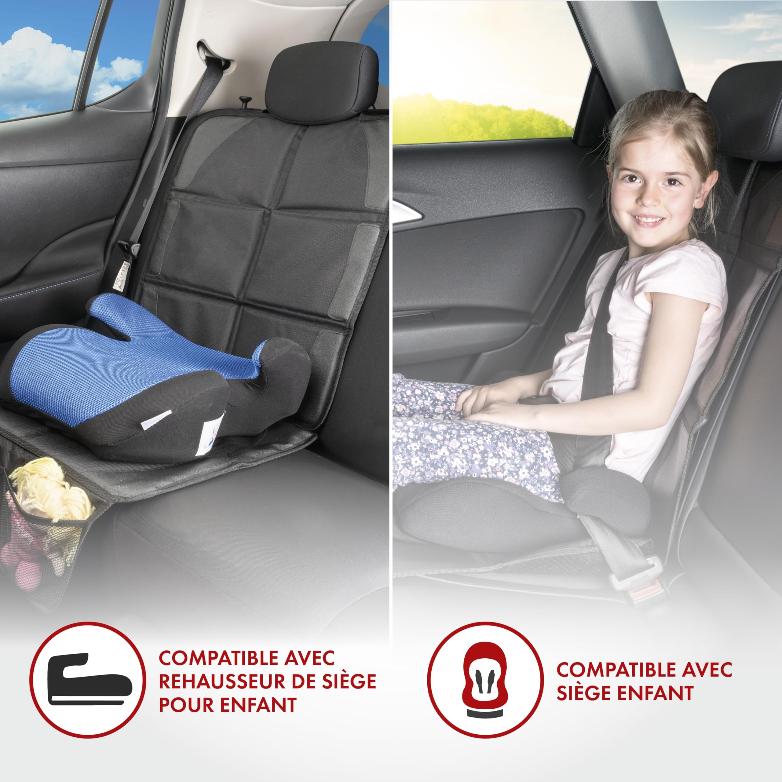 Walser Protège-siège Enfant, Protège-siège Voiture pour siège Enfant, Protège-siège Voiture antidérapant, George Premium XL Compatible ISOFIX Noir
