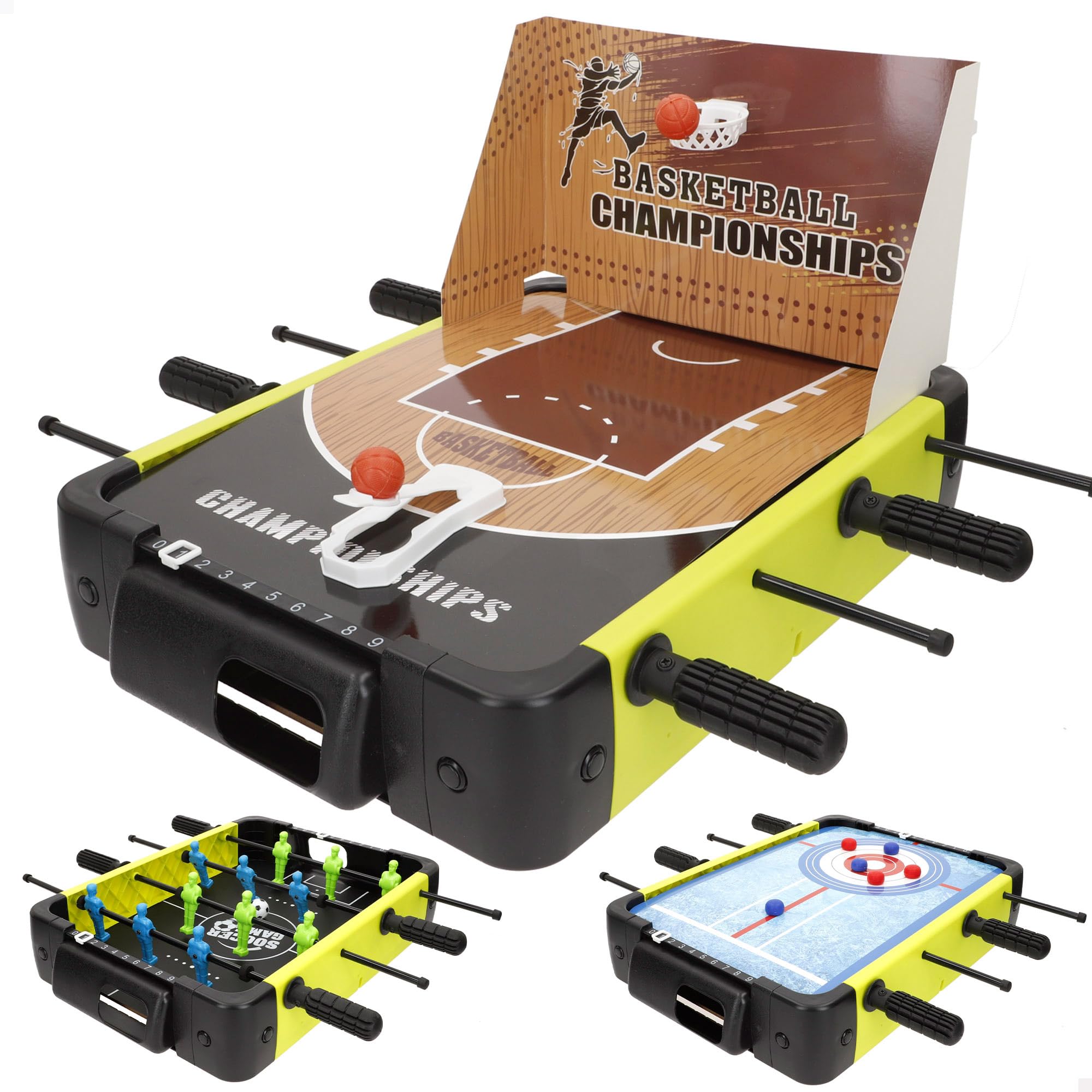 ColorBaby CB Games Set 3 Juegos de Mesa, Futbolín, Básquet, Air Hockey, para 1 ó más Jugadores, Juguetes niños 6 años, para Jugar en casa (39469)