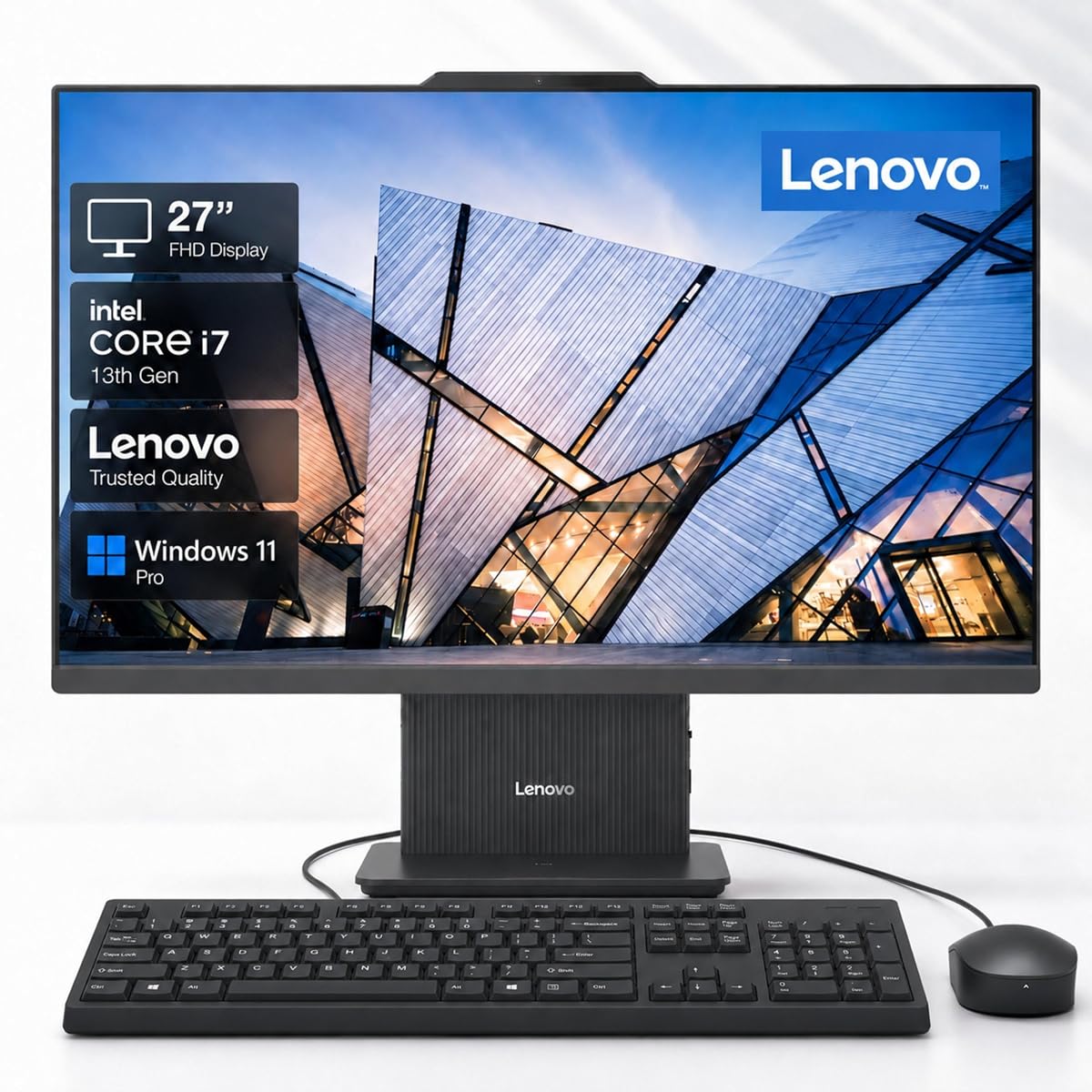 Computadora de escritorio todo en uno IdeaCentre FHD de 27", Intel Core i7-13620H (caché inteligente de 24 MB), DDR5 de 16 GB, SSD PCIe de 256 GB, Wi-Fi 6, HDMI, USB-C, KB y mouse con cable, AIO empresarial, Windows 11 Pro