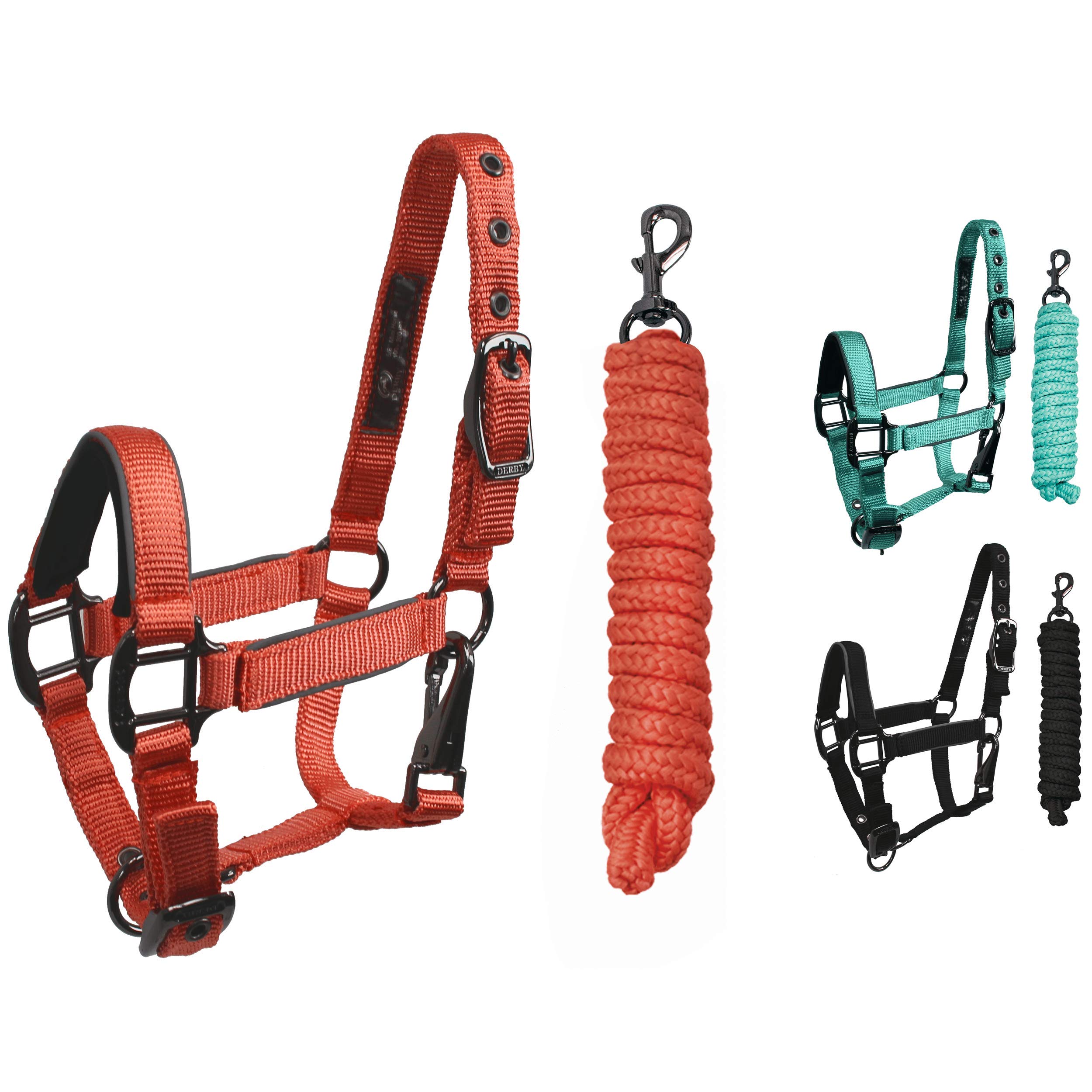 Derby Originals Desert Rose Collection Blackout Reflective Safety Stable Horse Halters with Matching Lead Ropes