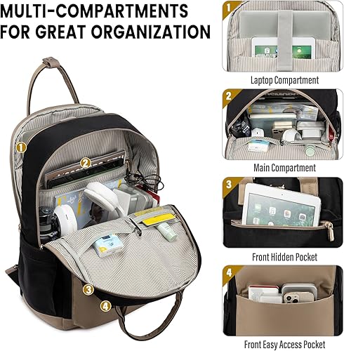 Miniatura 2 de LOVEVOOK Mochila para laptop para mujer, bolsa para laptop de 15.6 pulgadas con puerto de carga USB, mochilas resistentes al agua a la moda para