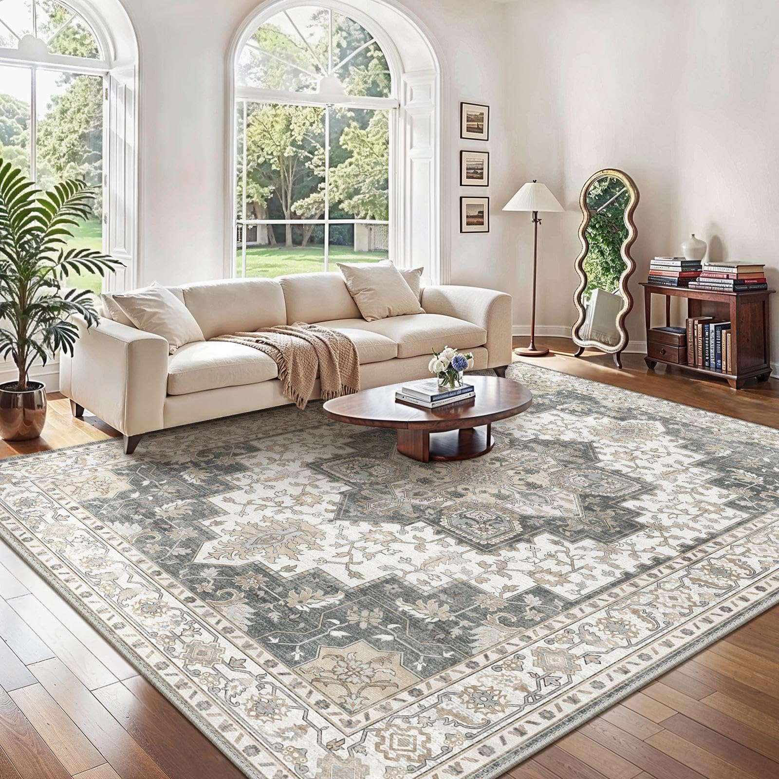 GENIMO Vintage Teppich, Teppiche Wohnzimmer, Waschbare Teppiche, Boho Teppich, Klein Carpet rutschfest