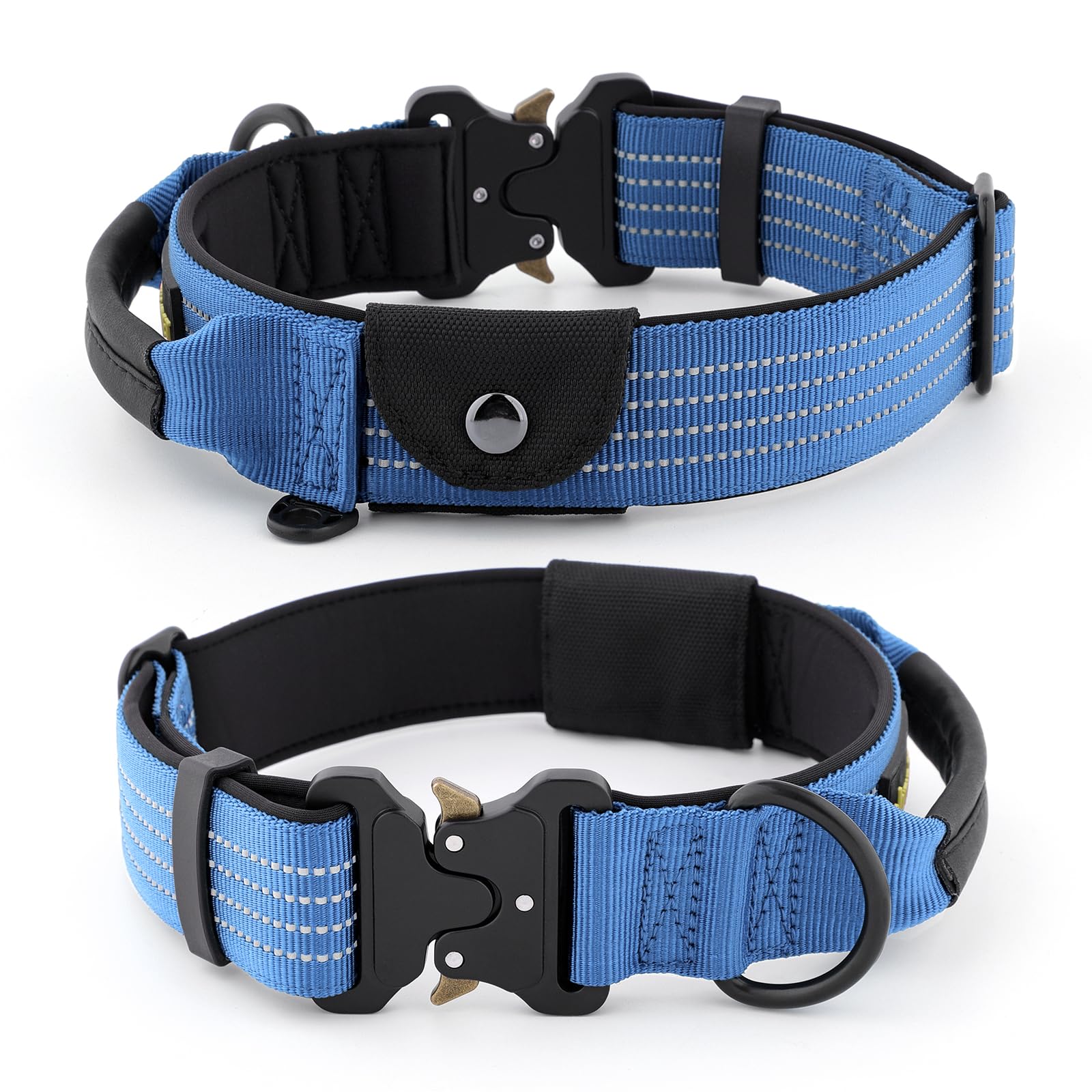 Plutus Pet Tactical Dog Collar with Tracker pocket for AirTag Adjustable Reflective Nylon Collar, Metal Buckle - Image 2