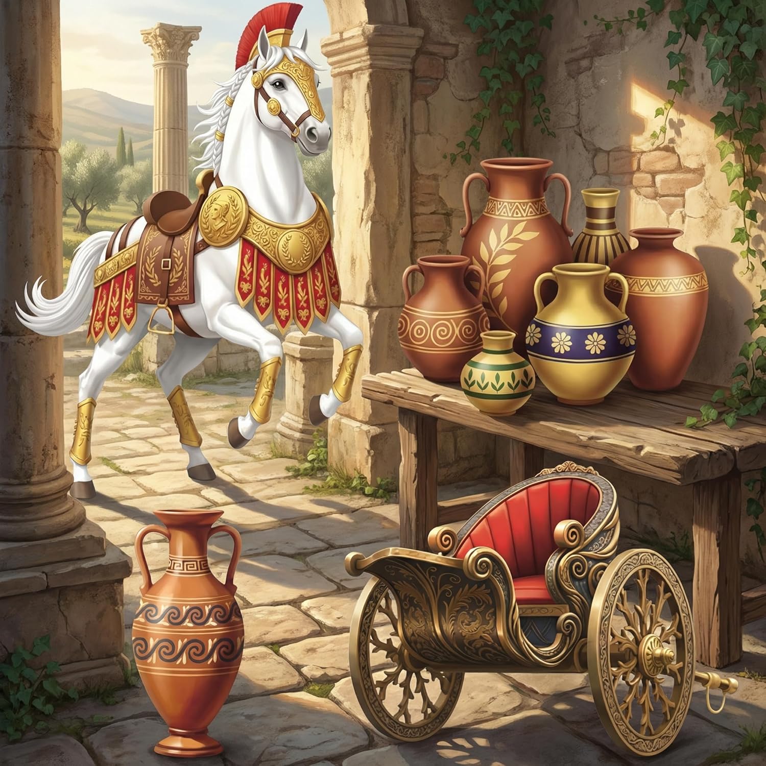 Novabright 4 Pcs 2026 VBS Decorations Rome Religious VBS Cardboard Cutout Backdrop Decor Vacation Bible School Ancient Background Marketplaces Background for Classroom Sunday School Church