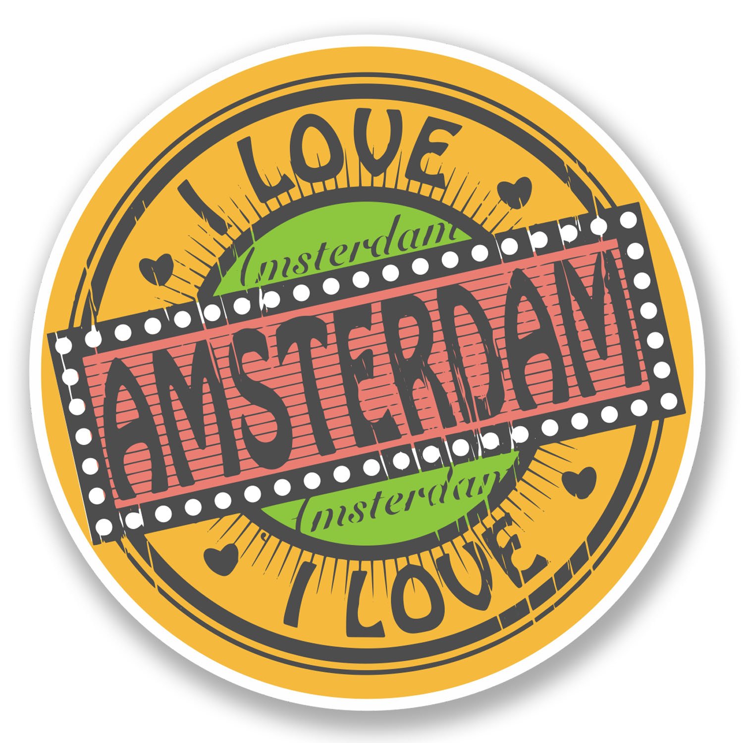 Destinationvinyl Multi 2 X Amsterdam Vinyl Sticker Decal Travel Luggage Label Tag Car Laptop #5705 (10Cm X 10Cm)