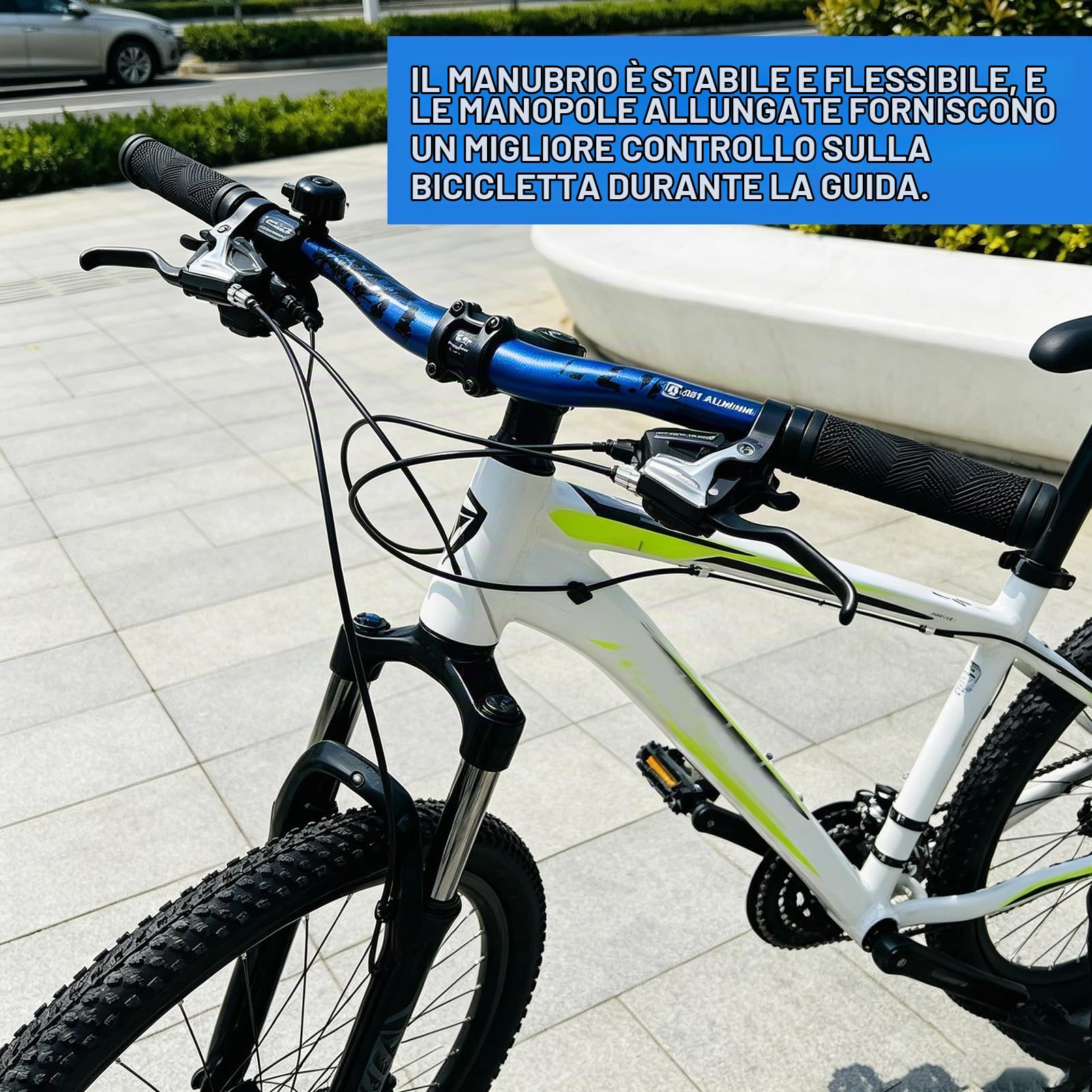 Agatige MTB Mountain Bike Bicicletta Manubrio Extra Lungo Lega di Alluminio 31.8x720mm 700mm Riser Bar(Blu)