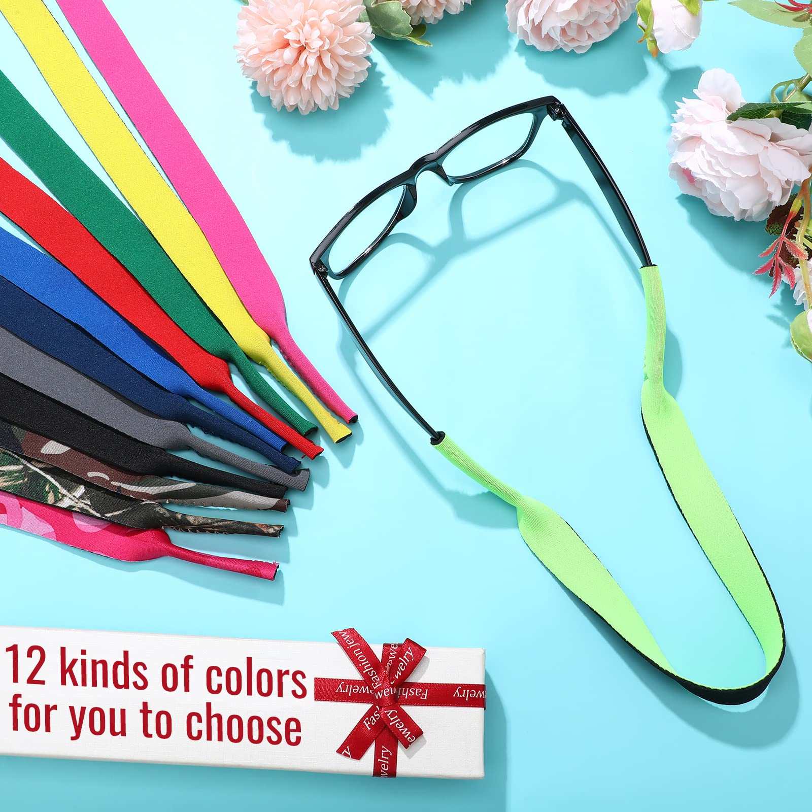 Kanayu 24 Pcs Floating Bulk Sunglass Strap Neoprene Eyewear Retainer