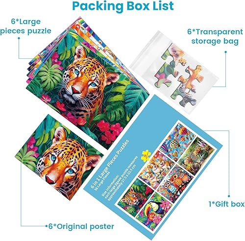 Miniatura 2 de Paquete de 6 rompecabezas grandes de 36 piezas para personas mayores, rompecabezas de demencia para adultos mayores, rompecabezas para adultos