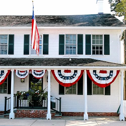 Miniatura 3 de Bandera plisada de Estados Unidos, bandera estadounidense de 2 x 4 pies, bandera patriótica de medio abanico para decoración de interiores y