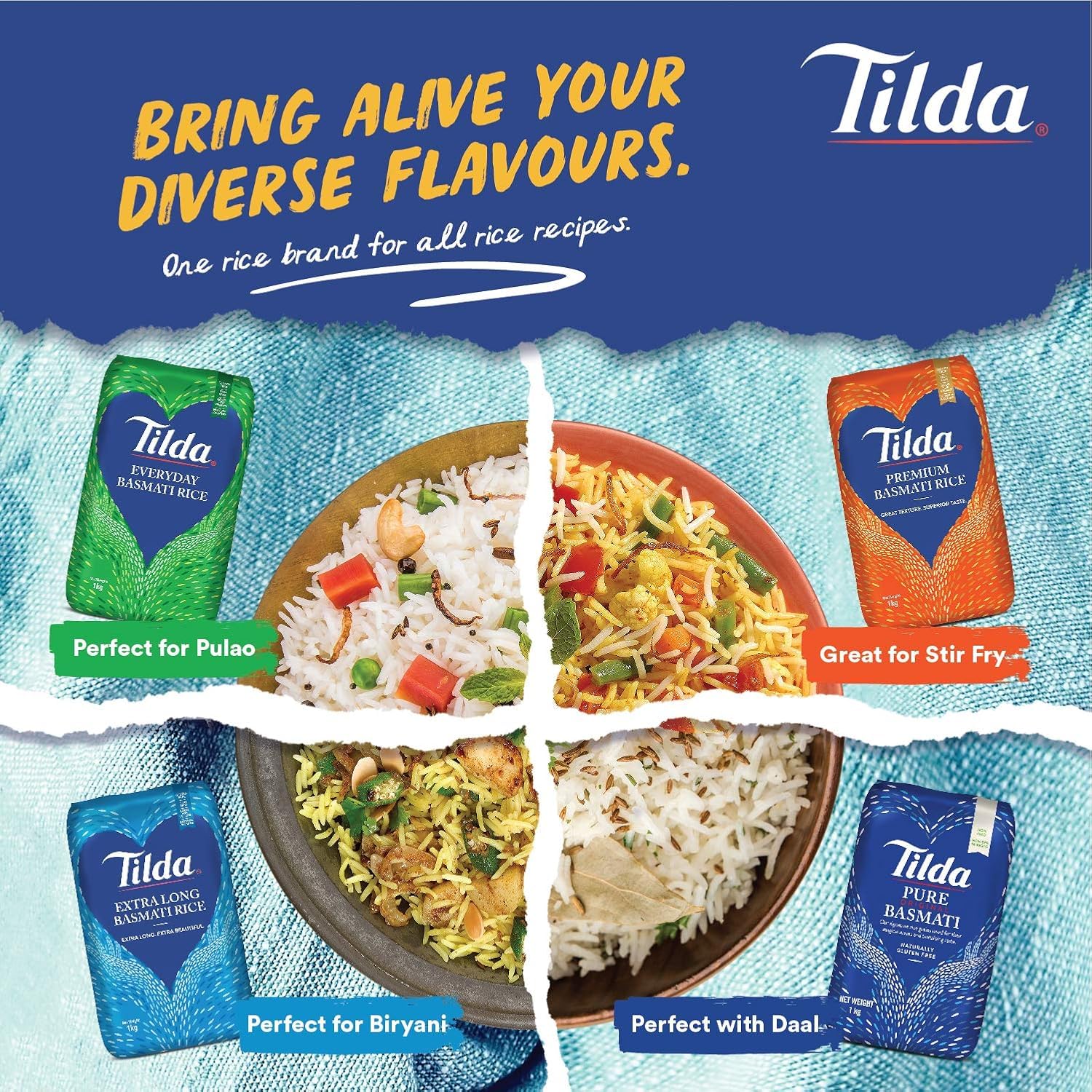 Tilda Pure Original Basmati Reis, 1er Pack (1x11kg) - Langkörniger Premium-Reis aus den Ausläufern des Himalayas, perfekt für orientalische Gerichte und Beilagen