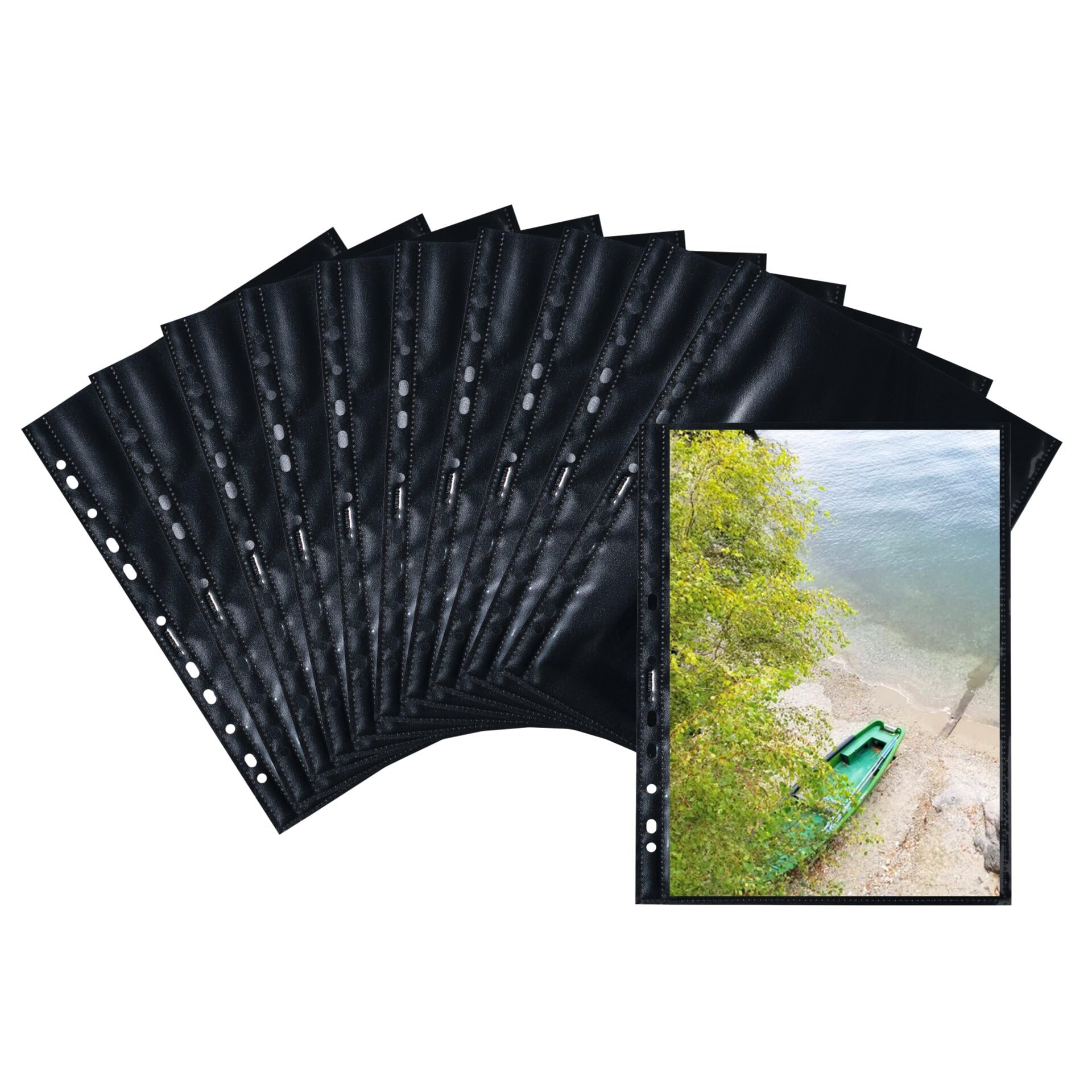 HERMA Photo Pockets for Ring Binder Albums, Acid Free, 20 x 30 cm Portrait Format, 20 Pockets, Black