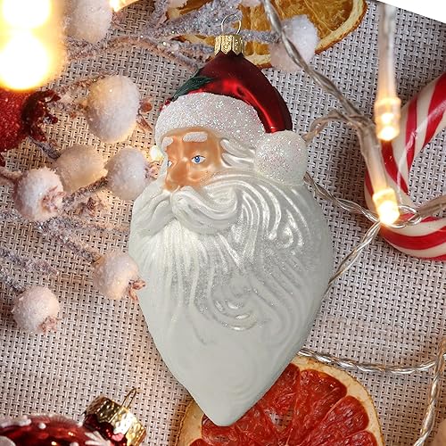 Miniatura 7 de Kurt Adler - Adornos de Navidad de edición limitada de 2.5 pulgadas, adornos de Navidad de cabeza de Papá Noel, adornos de Navidad de vidrio soplado