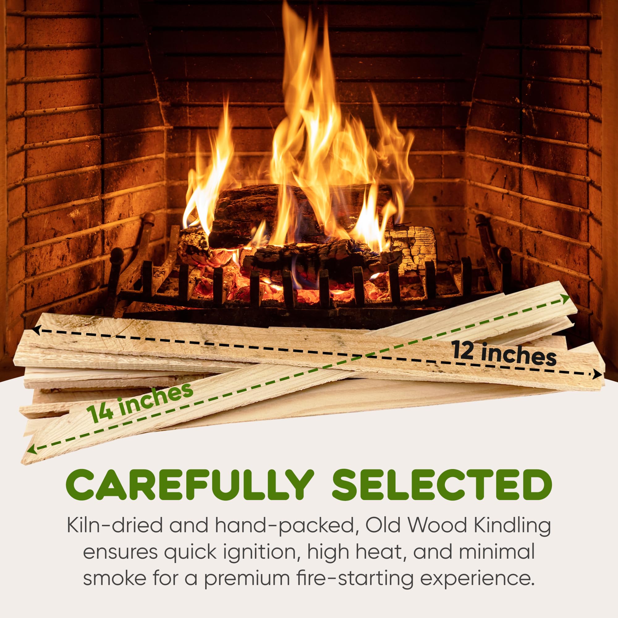 Old Wood Kindling Wood Sticks – Kiln Dried Fire Starter – 12-14 Inch Firewood Logs, Pine & Fir, Approx. 15 lbs Box, Low Smoke, Easy Ignition, Ideal for Fireplaces, Stoves, Campfires, and Fire Pits