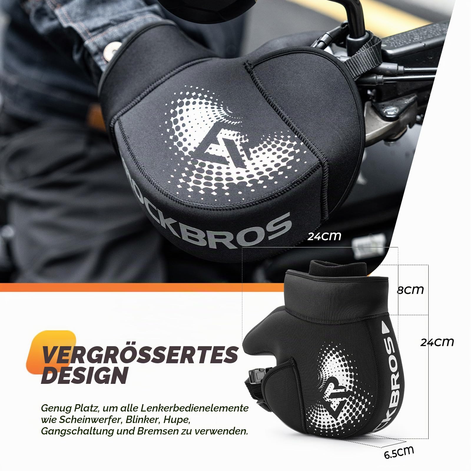 ROCKBROS Motorrad Handschuhe Winter Lenkerstulpen Lenker Handschuhe für Motorrad Warm Winddicht Motorradhandschuhe Schwarz | Lenker Handschuhe für Motorrad, Motorradhandschuhe Schwarz