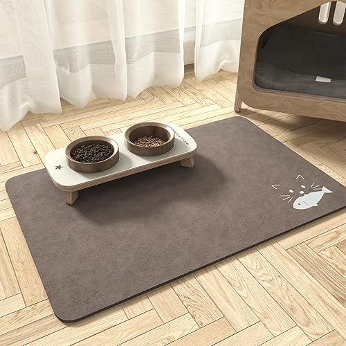 MontVoo - Tapete absorbente de comida para mascotas, tapete antimanchas de secado rápido para alimentos y agua, tapete de agua para perros para