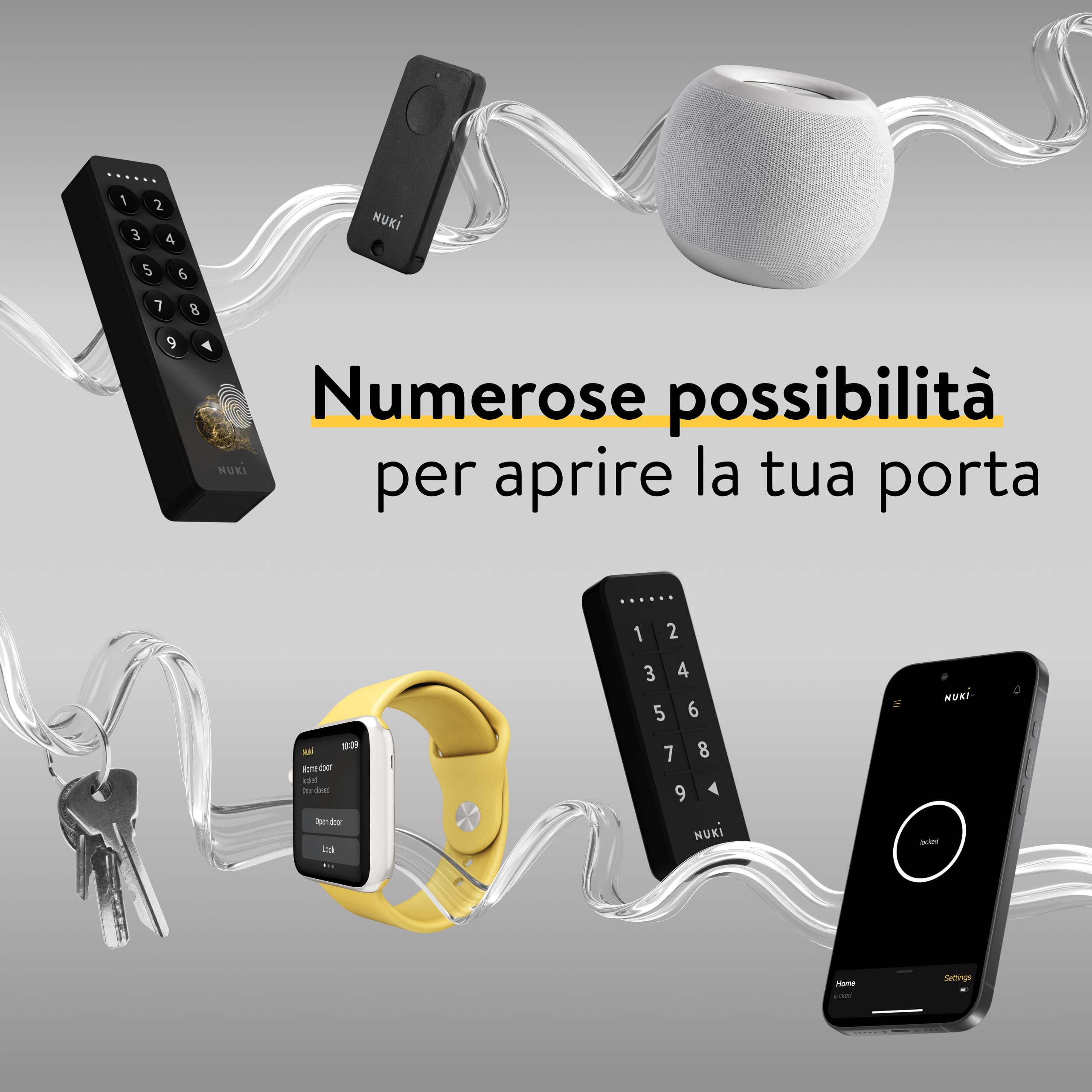 Nuki Smart Lock Ultra, serratura elettronica con Bluetooth, Wi-Fi & Matter, Integrazione in Smart Home, Sblocco della porta tramite accesso remoto, con 3 diverse modalità di blocco
