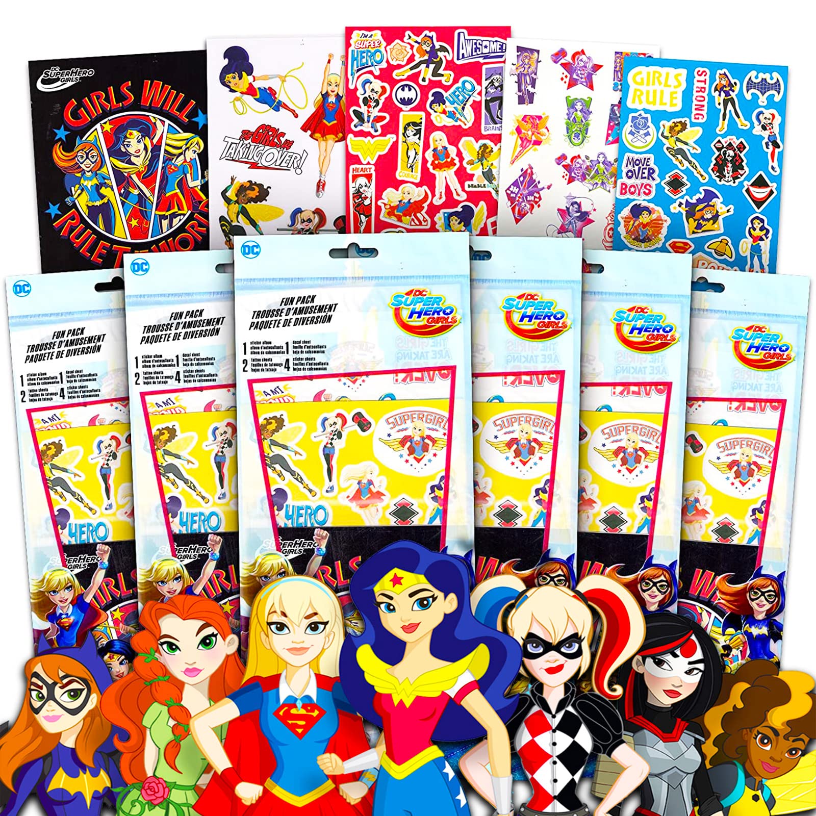 Buy DC Super Hero Girls Stickers Tattoos Party Favor Packs Bundle 6 Pack Wonder Woman