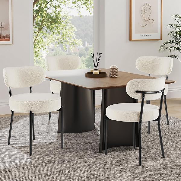 Curved Boucle Modern Dining Chairs
