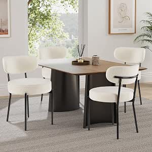 Amazon Sweetcrispy Dining Chairs Set of 4, Kitchen Room PU Leather Mid Century Modern Chairs, Upholstered Dining Chair with Wood Legs for Home Kitchen, Black