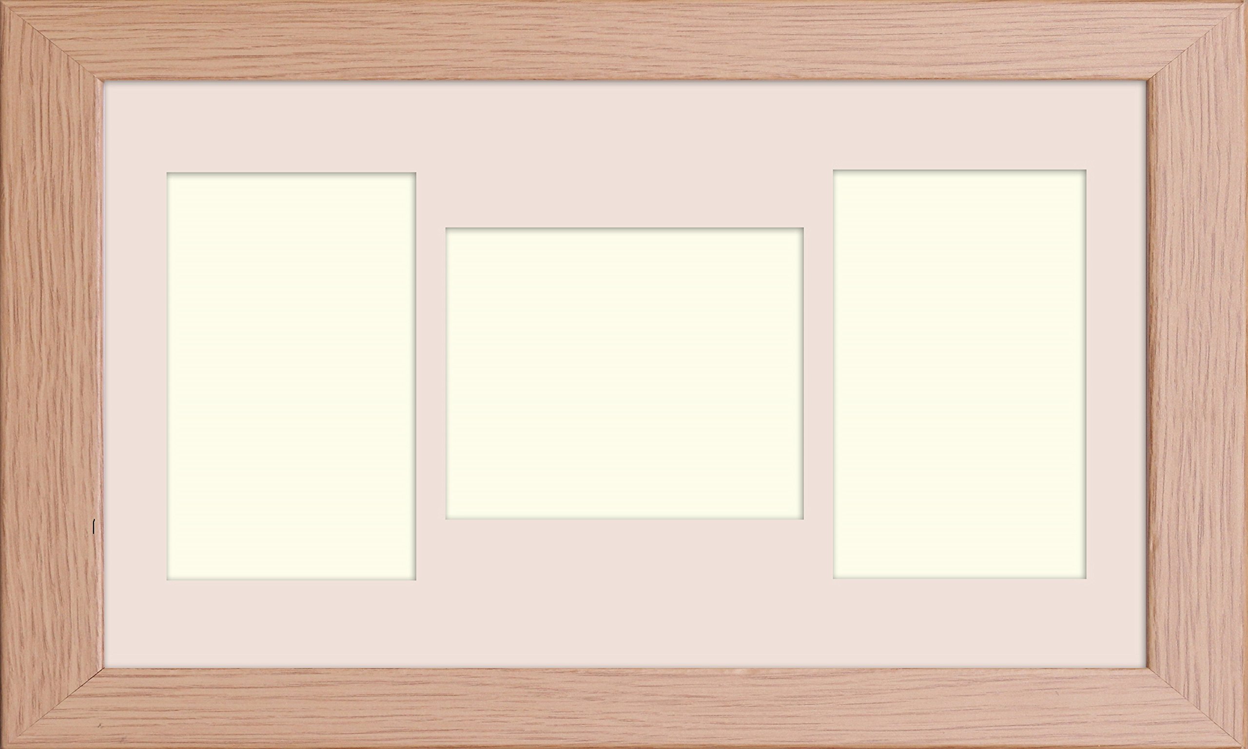 Online2home Ivory Oak Multi Aperture Collage Picture Photo Frame With White & Mount And Choice Of Mount Designs (, 20X10 For 7X5 X3 Plp)
