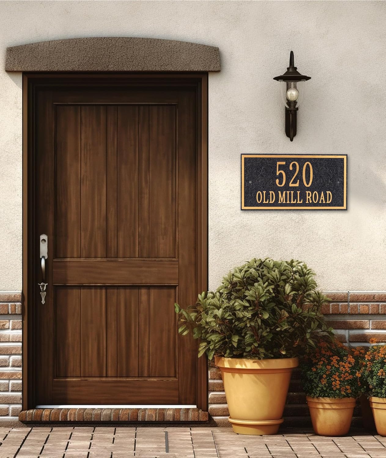 Custom Address Plaque Sign, Address Numbers Signs Plate for House Outside Yard,Apartment,Office,Mailbox,Street,Garage,911 Visibility Signage (Style 1,Black/Rose Gold)