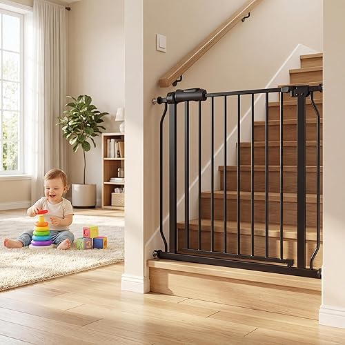 Miniatura 13 de Puerta estrecha de paso para bebés de 24.02-29.13 pulgadas de ancho con cierre automático por tensión, puerta de seguridad para niños y mascotas de