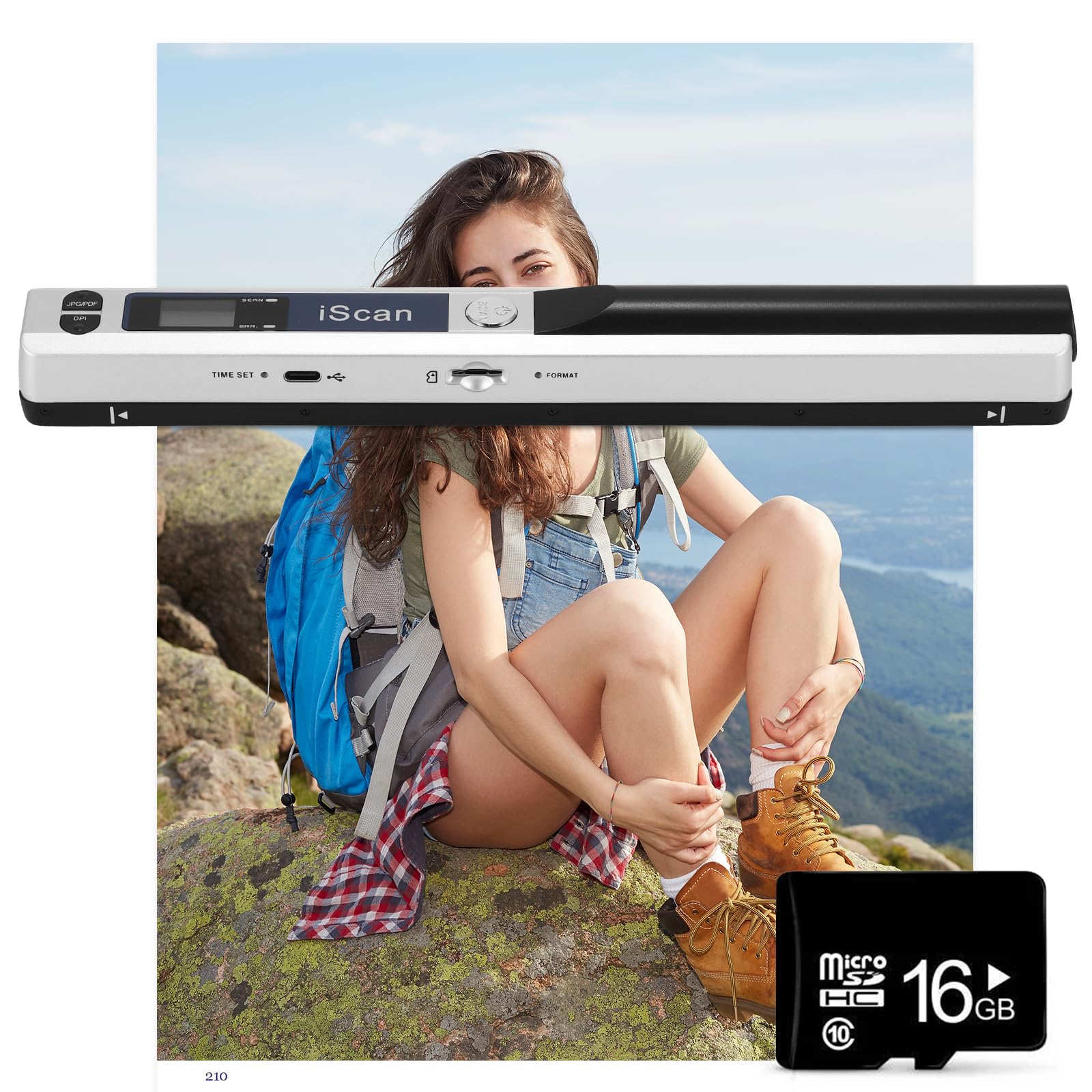 AOZBZ Portable Document Scanner, 900DPI Hand Held USB Image Scanner A4 Colour Photo Mobile Scanner Handy Scan (JPG/PDF Format, High Speed USB 2.0, Micro Need SD/TF Card Included) (White)