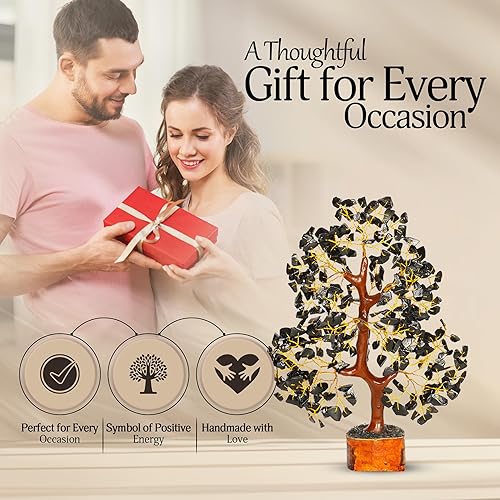 Miniatura 143 de YATSKIA - Árbol de cristal turquesa Feng Shui, alambre, bonsái Buhha, estatua reiki, Chakra curativo energía positiva, buena suerte dinero regalos
