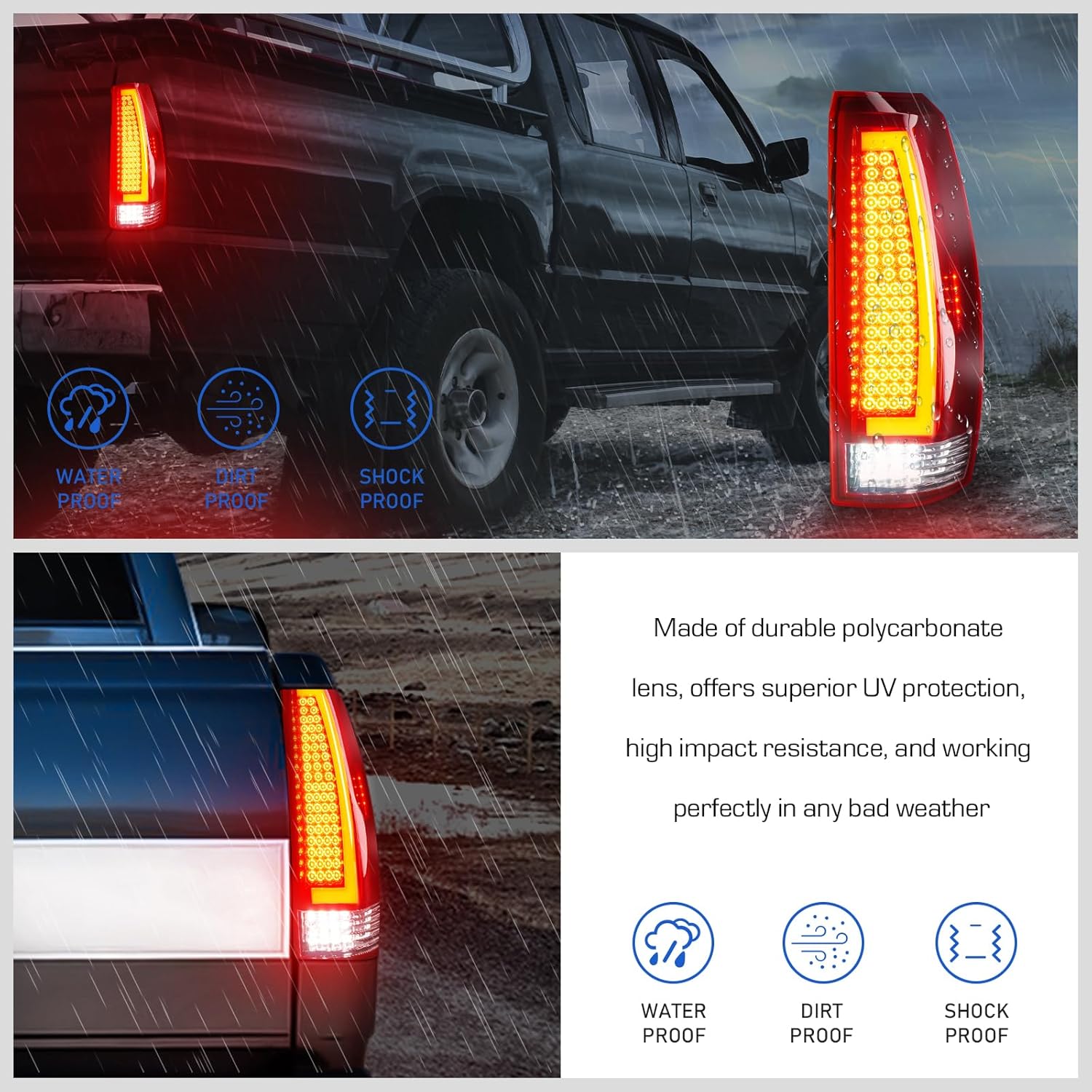 LED Tail Lights Assembly Fit for Chevy Avalanche 2007 2008 2009 2010 2011 2012 2013,Rear Taillight Assembly(Chrome Housing Red Lens)