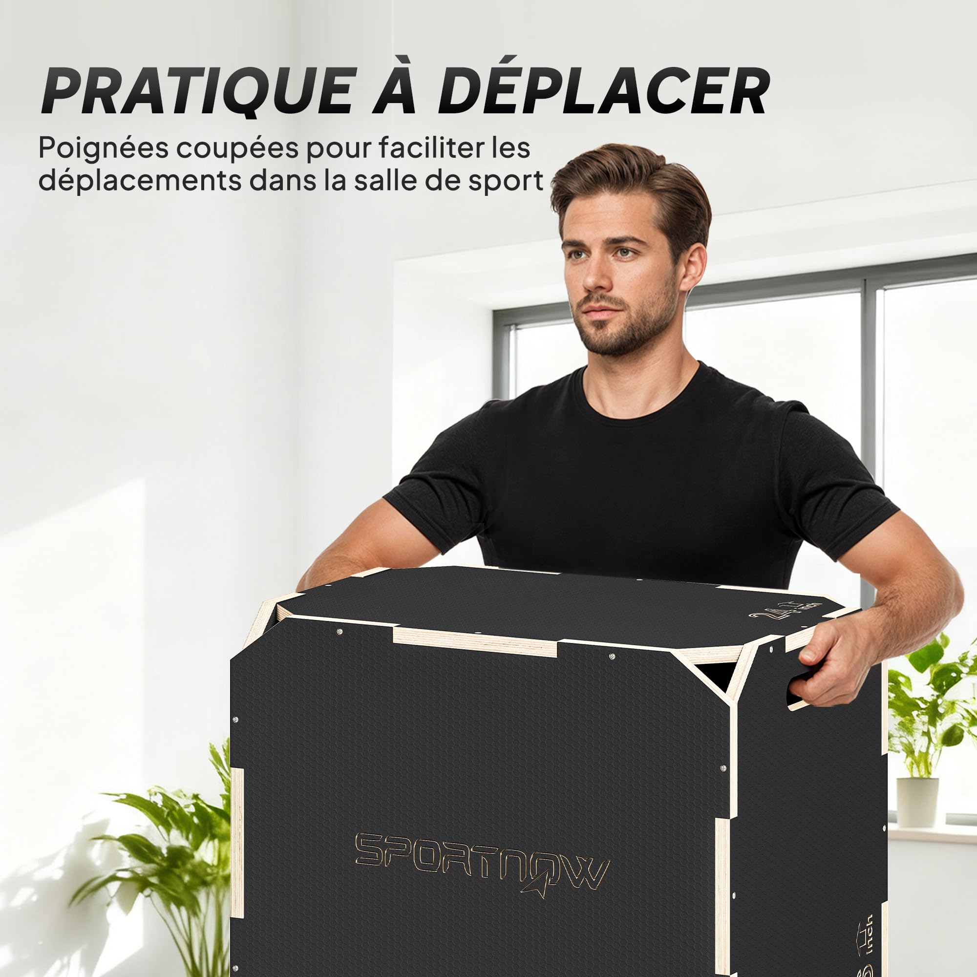 SPORTNOW 3 en 1 boîte pliométrique en Bois pour entraînement au Saut, Box Jump antidérapant et sans Coins, plyo Box pour Exercices de Gym à Domicile et entraînement en Plein air, Noir