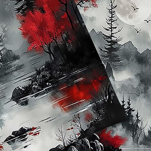 Miniatura 8 de Viajar Tapiz japonés, árbol de flor de cerezo con tapices de sol, monte Fuji en blanco y negro con flores de cerezo, tapiz de pared de flores Sakura