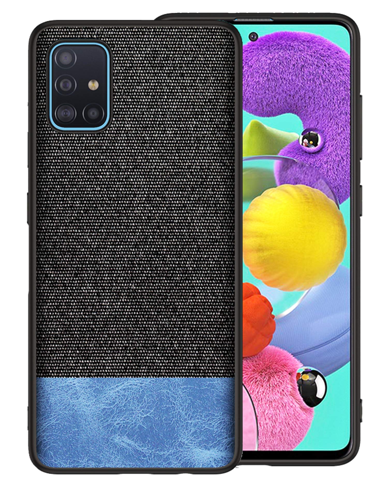 Kapa Soft Fabric & Leather Hybrid Protective Case Cover for Samsung Galaxy A51, Black & Blue (B0846KR2CT) Amazon Price History, Amazon Price Tracker