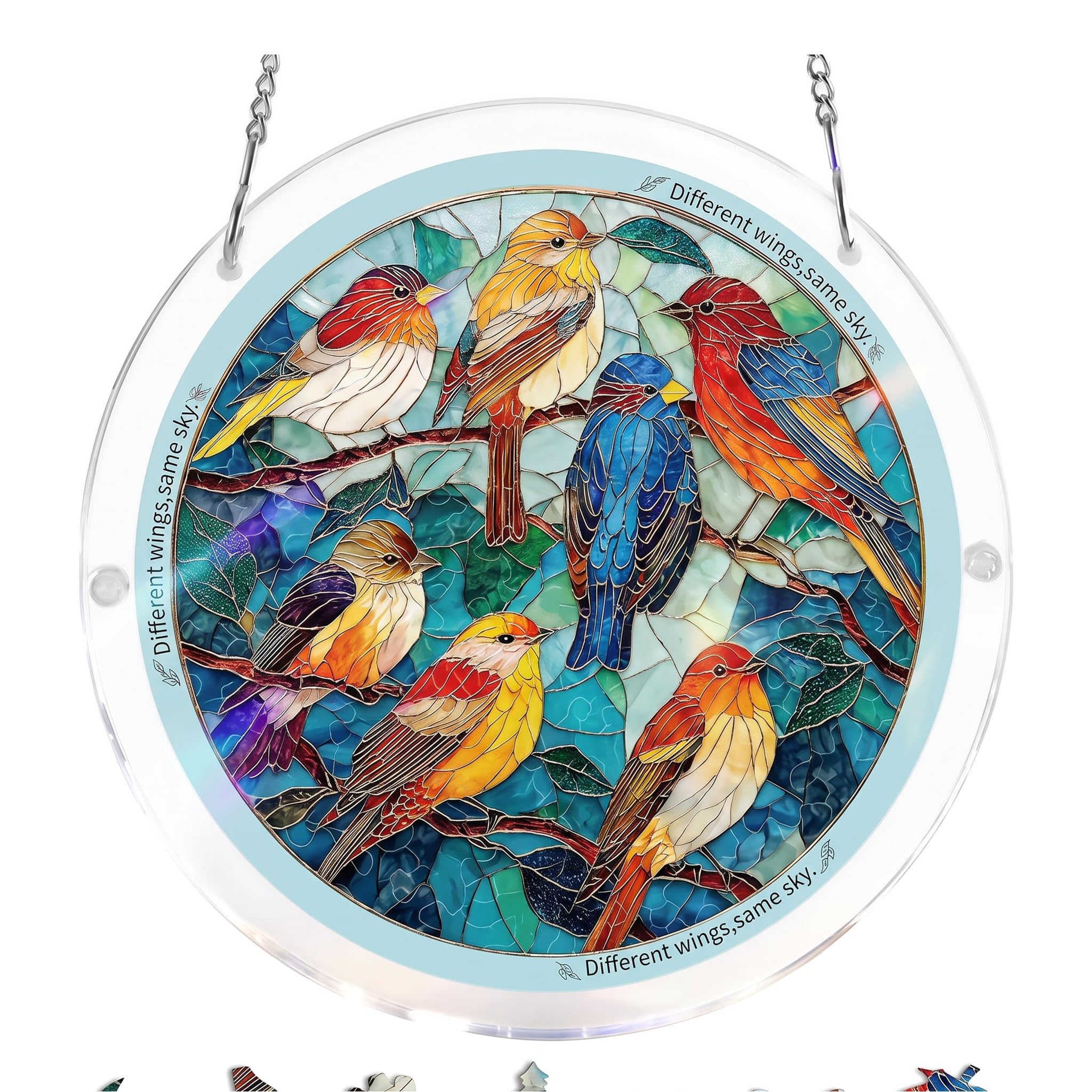20cm Acrylic Jigsaw Puzzle Suncatcher,Sun Catcher for Windows Hanging Home
