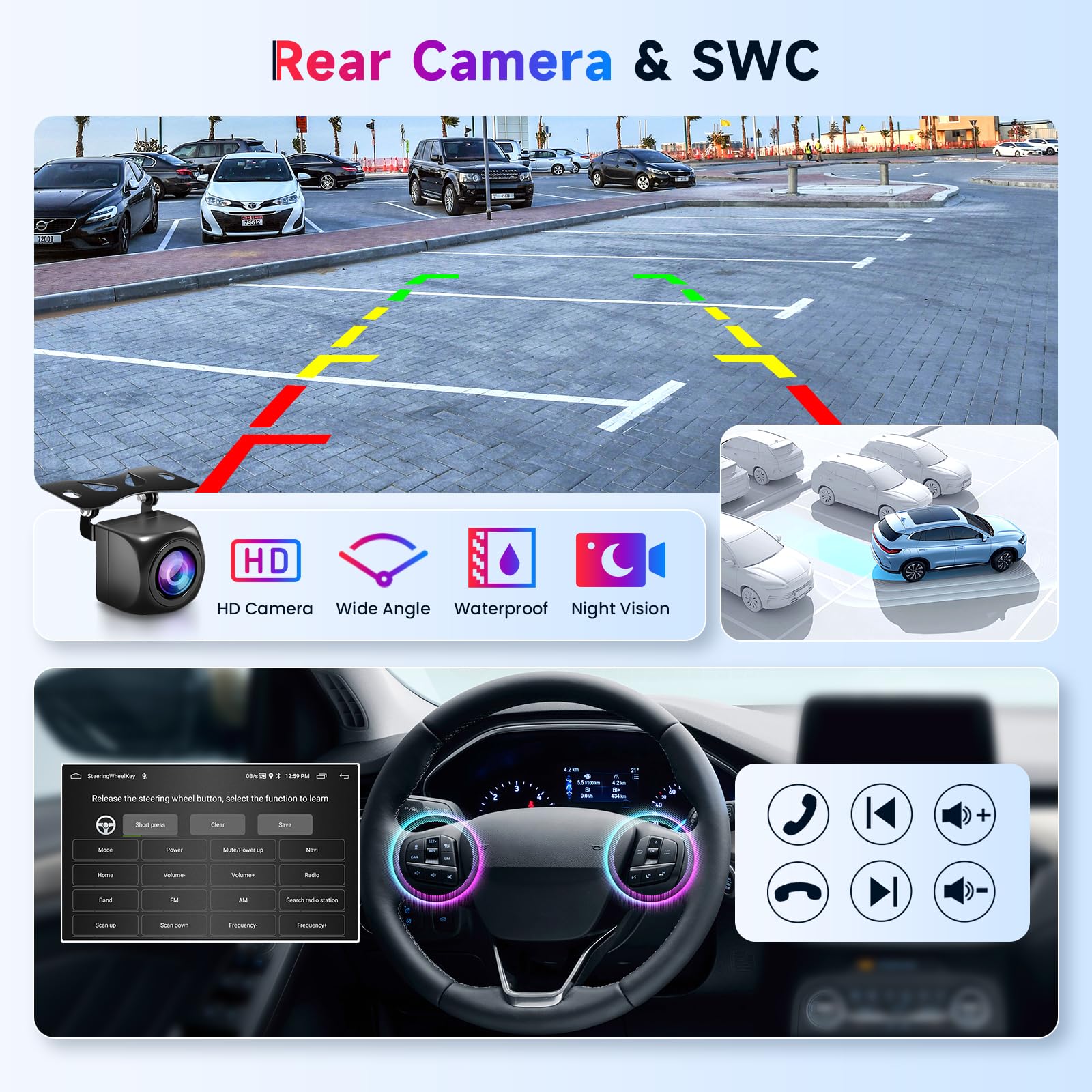 2GB+64GB Android Autoradio pour Seat Ibiza 2009-2013 avec sans Fil Carplay Android Auto, Hodozzy 6,2 Pouces Écran Tactile Android Radio 2 Din avec GPS WiFi Bluetooth DSP FM/RDS Radio avec Caméra