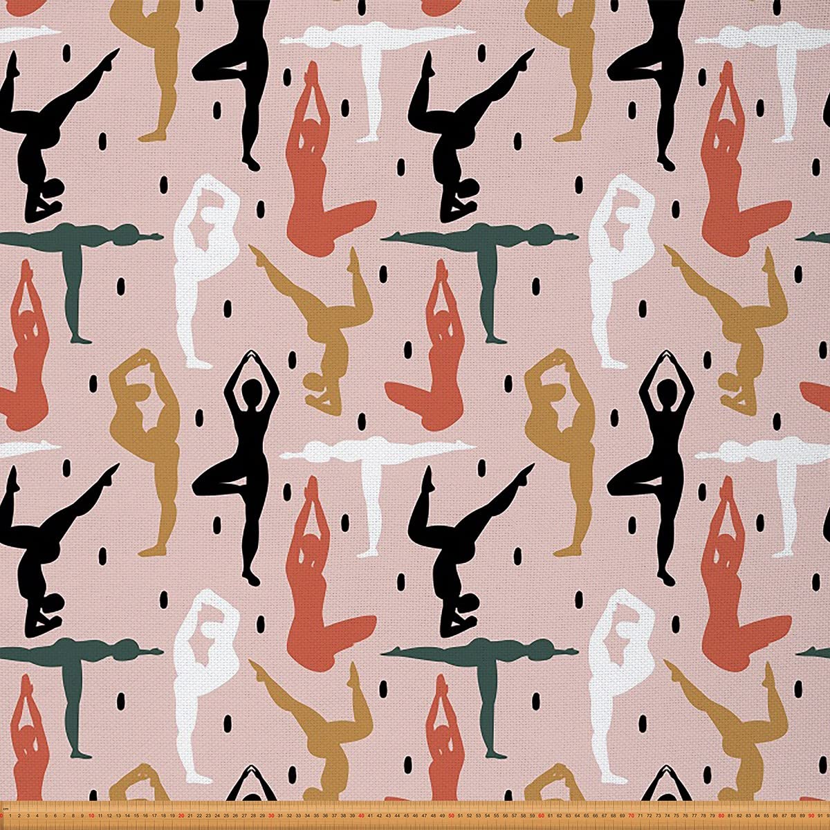 Sports Upholstery Fabric for Chairs,Sports Meditation Design Fabric by The Yard,Therapy Relaxing Eastern Movement Art Fabric for Upholstery and Home DIY Projects,1 Yard,(L92*W150cm) Colorful