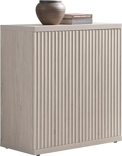 SICOTAS Armario de buffet con aparador de almacenamiento, diseño moderno con puertas y estantes, consola multimedia acanalada, mesa de café de