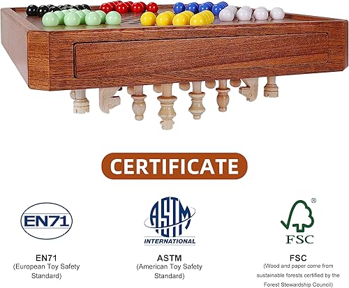 Miniatura 3 de Juego de ajedrez magnético 2 en 1 y 72 canicas chinas, juego de mesa de madera de 12 pulgadas con cajón de almacenamiento, juegos de mesa de viaje