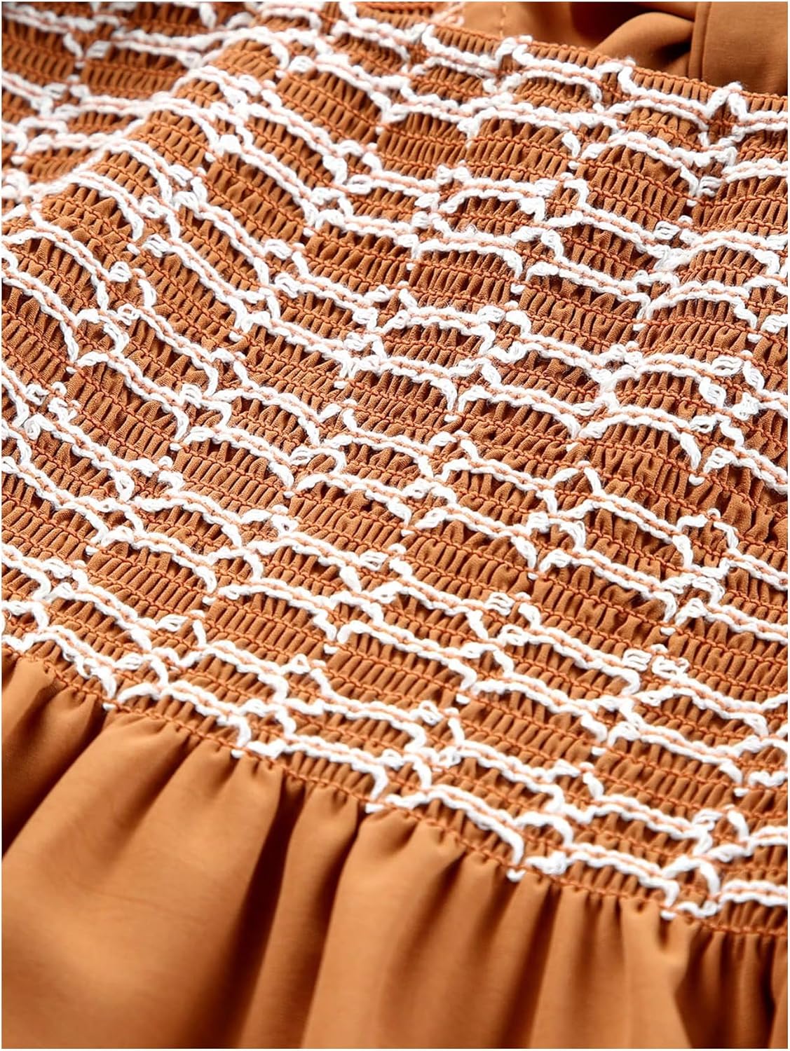 MakeMeChic Women's Shirred Square Neck Babydoll Shirt Tie Backless Half Sleeve Blouse Peplum Top - Image 5