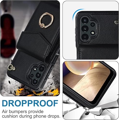 Miniatura 6 de Asuwish Funda de teléfono para Samsung Galaxy A32 5G 2021 de 6.5 pulgadas con protector de pantalla de vidrio templado y anillo de bloqueo RFID,