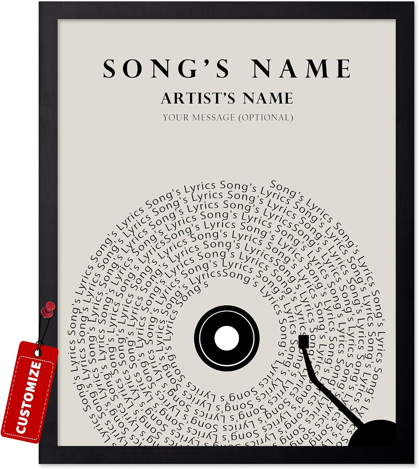 Poster Master Personalized Typography Print, Customized Vinyl Song Lyrics Poster and Canvas, Music Art, Gift for Couples, Available in 8x10 to 30x40