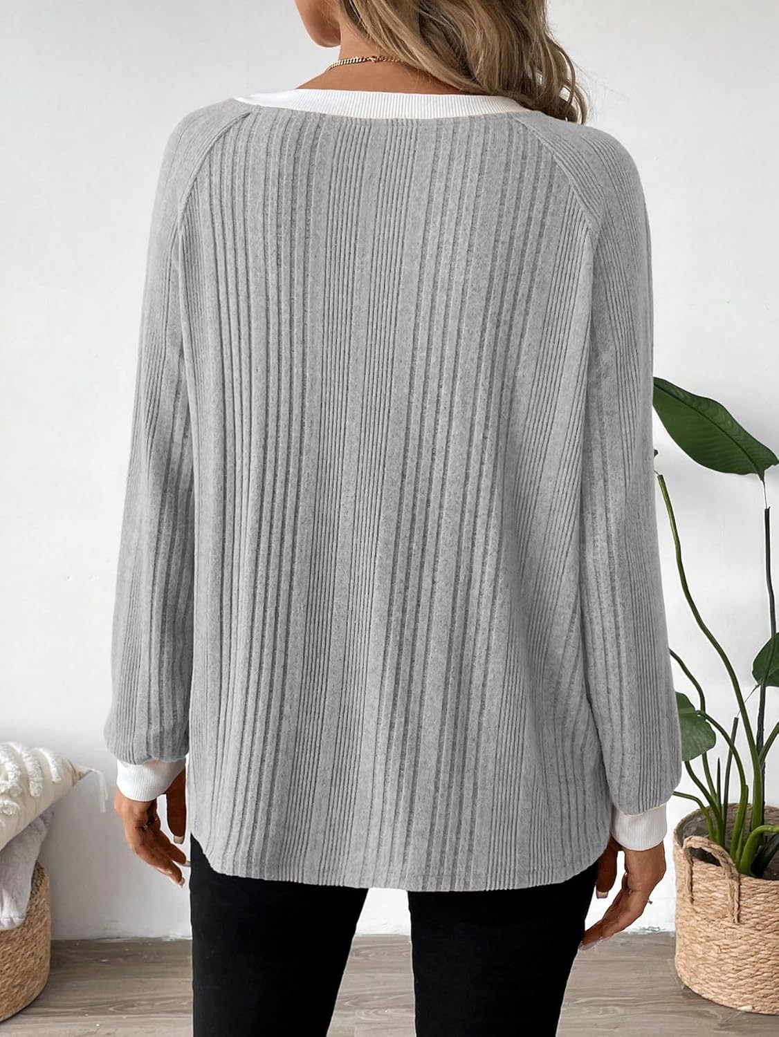 Womens Long Sleeve Shirts Crewneck Casual Tops Loose Fit Tunic Fall Fashion 2025 Blouses Clothing - Image 5