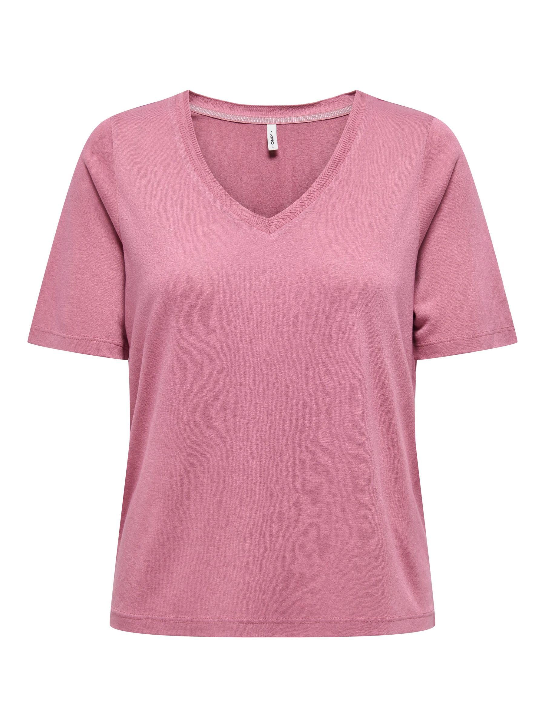 ONLY Onlelise S/S V-Neck Top JRS Noos, Heather Rose, S