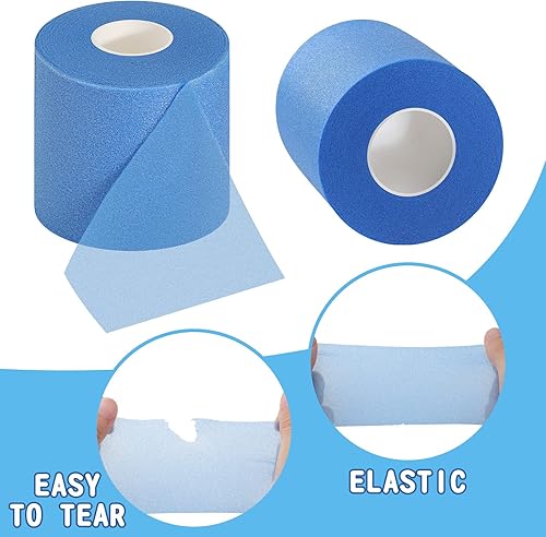 Miniatura 3 de 3 rollos de cinta deportiva preenvoltura de 2.75 pulgadas x 90 yardas de espuma para cabello, tobillo, muñecas, rodillas deportivas (azul)