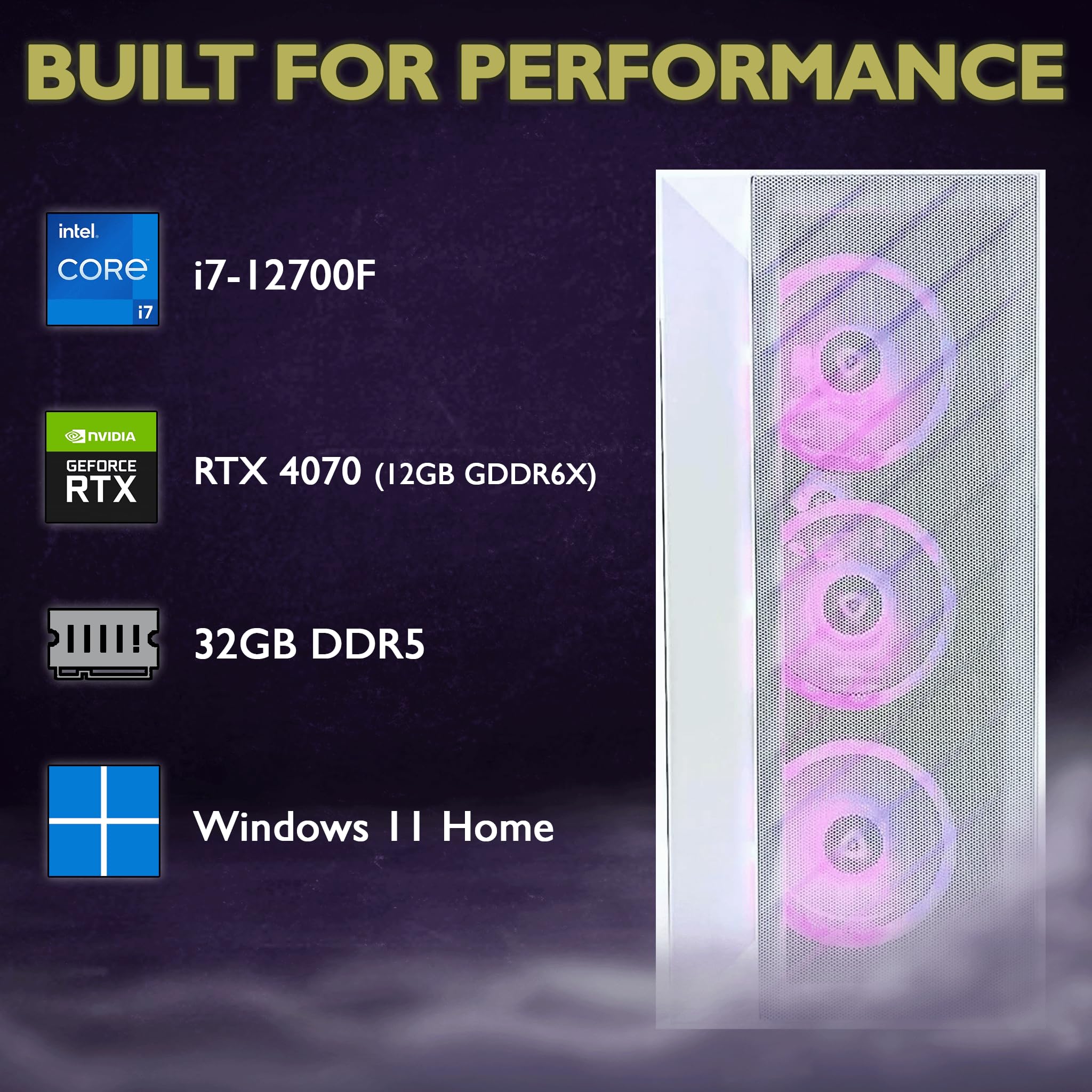 Amazon.com: Cobratype Gaming PC - Intel Core i7-12700F, RTX 4070 