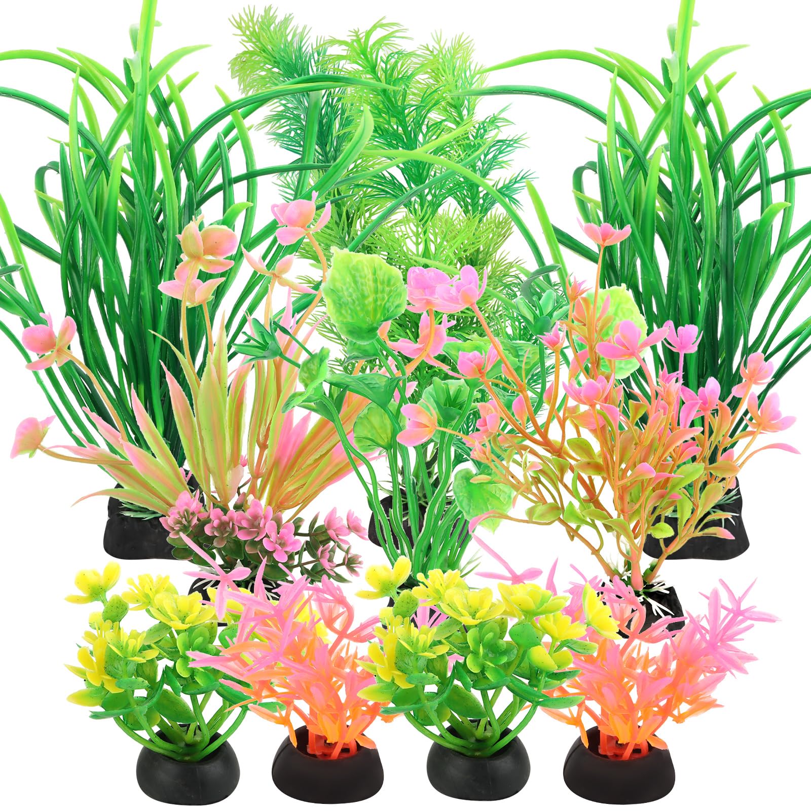 Lot de 11 décorations d'aquarium - Plantes en plastique - Accessoires de décoration d'aquarium - Pour la maison, le jardin, les étangs, la piscine, l'aquarium