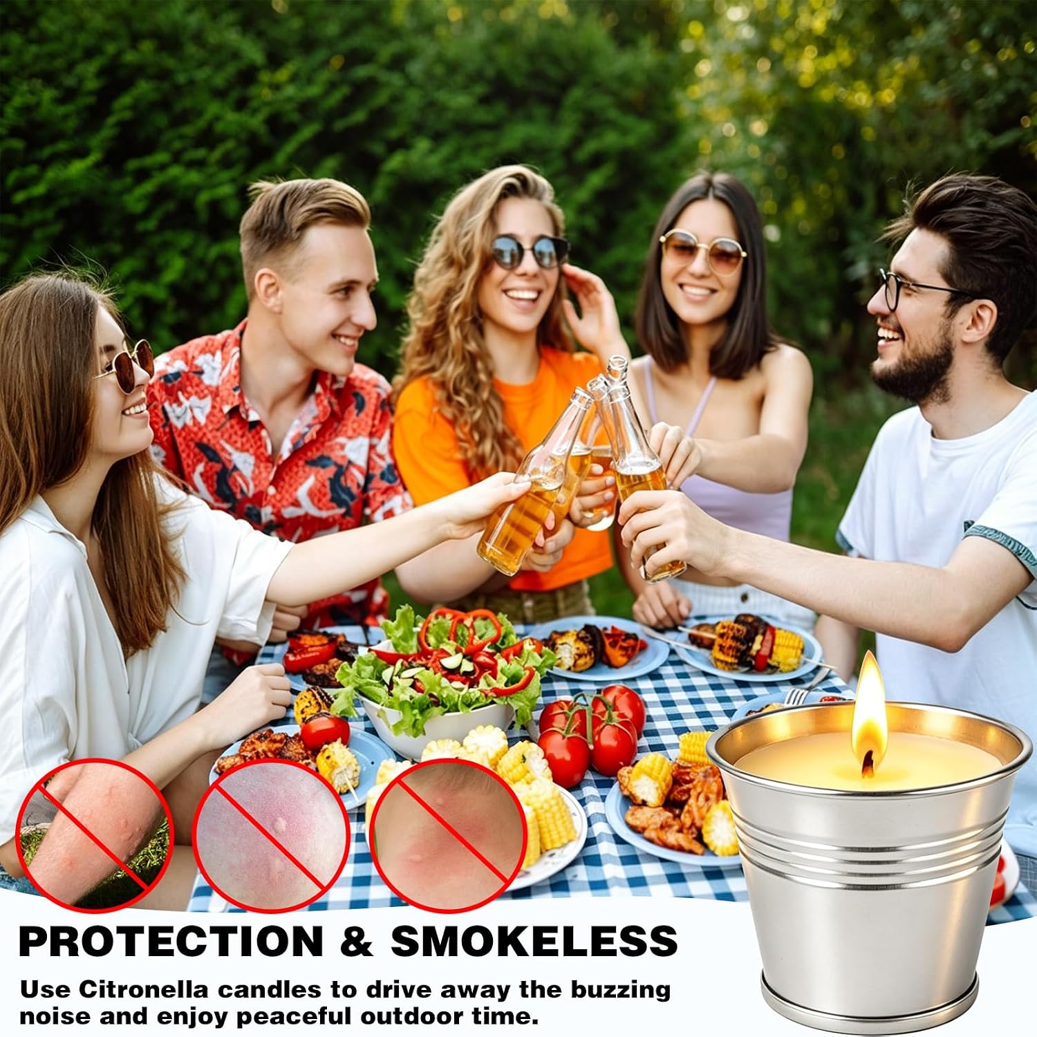 Citronella Candles Outdoor, 12 Pack 2oz Small Portable Tin Candles, Natural Soy Wax and Citronella Essential Oil, Long Lasting for Patio, Backyard, Garden, Camping, Home, Indoor, 120 Total Hours