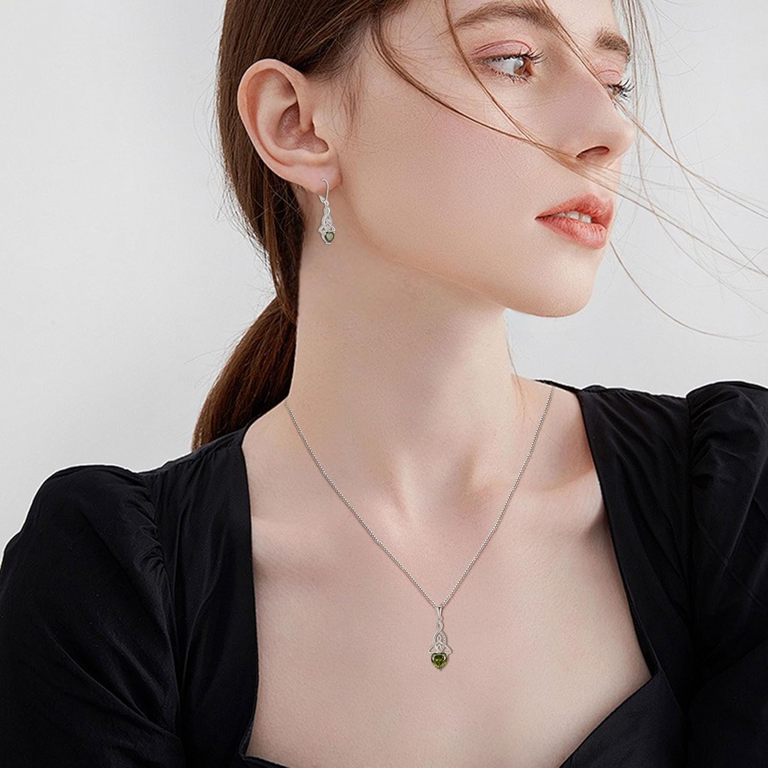 Infinity Celtic Knot Earrings 925 Sterling Silver Dangle Drop Leverback Earrings Birthstone Jewelry Gifts for Women - Image 3