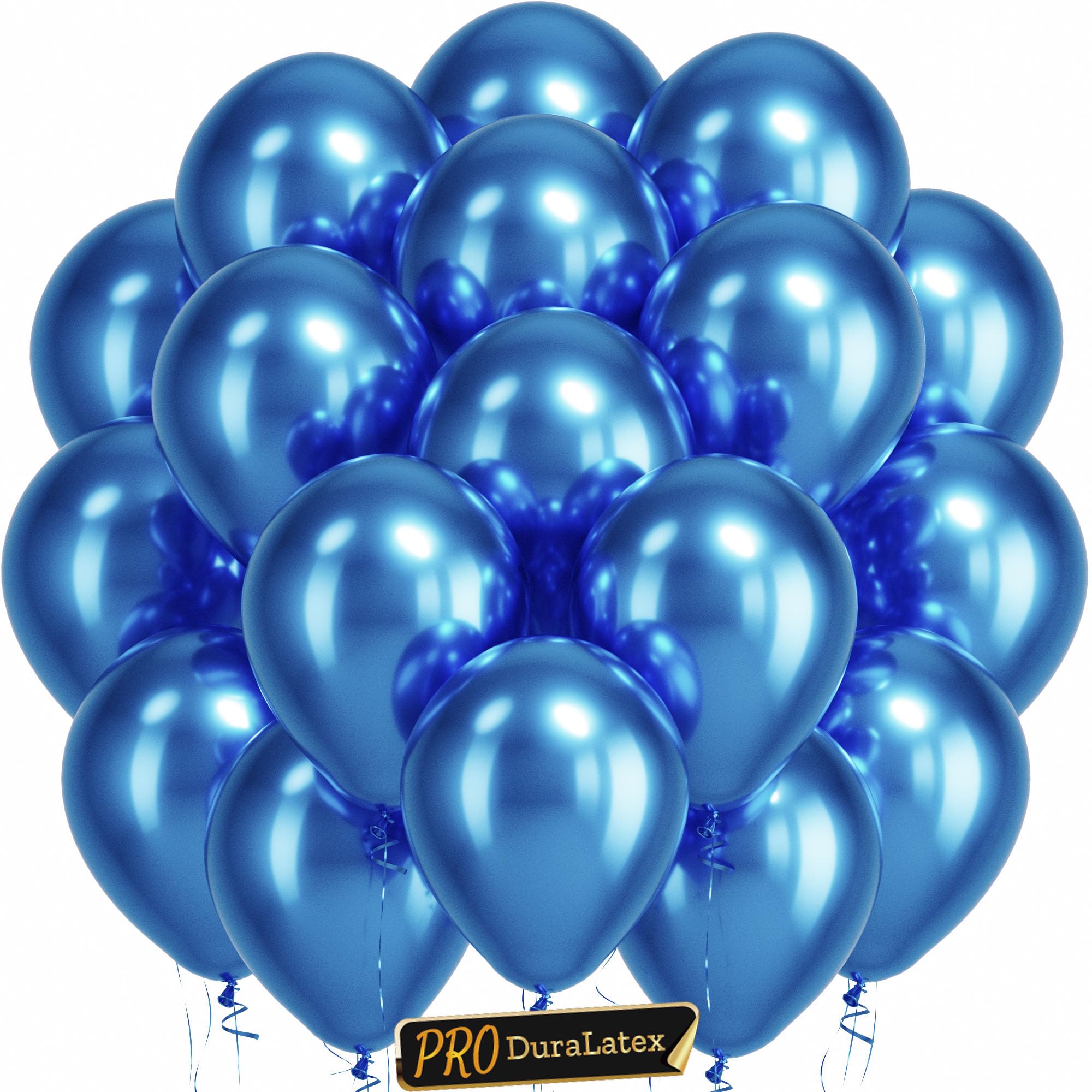 Bezente Pro Duralatex Metallic Blue Extra-Thick Balloons 120 Pack 10 inch