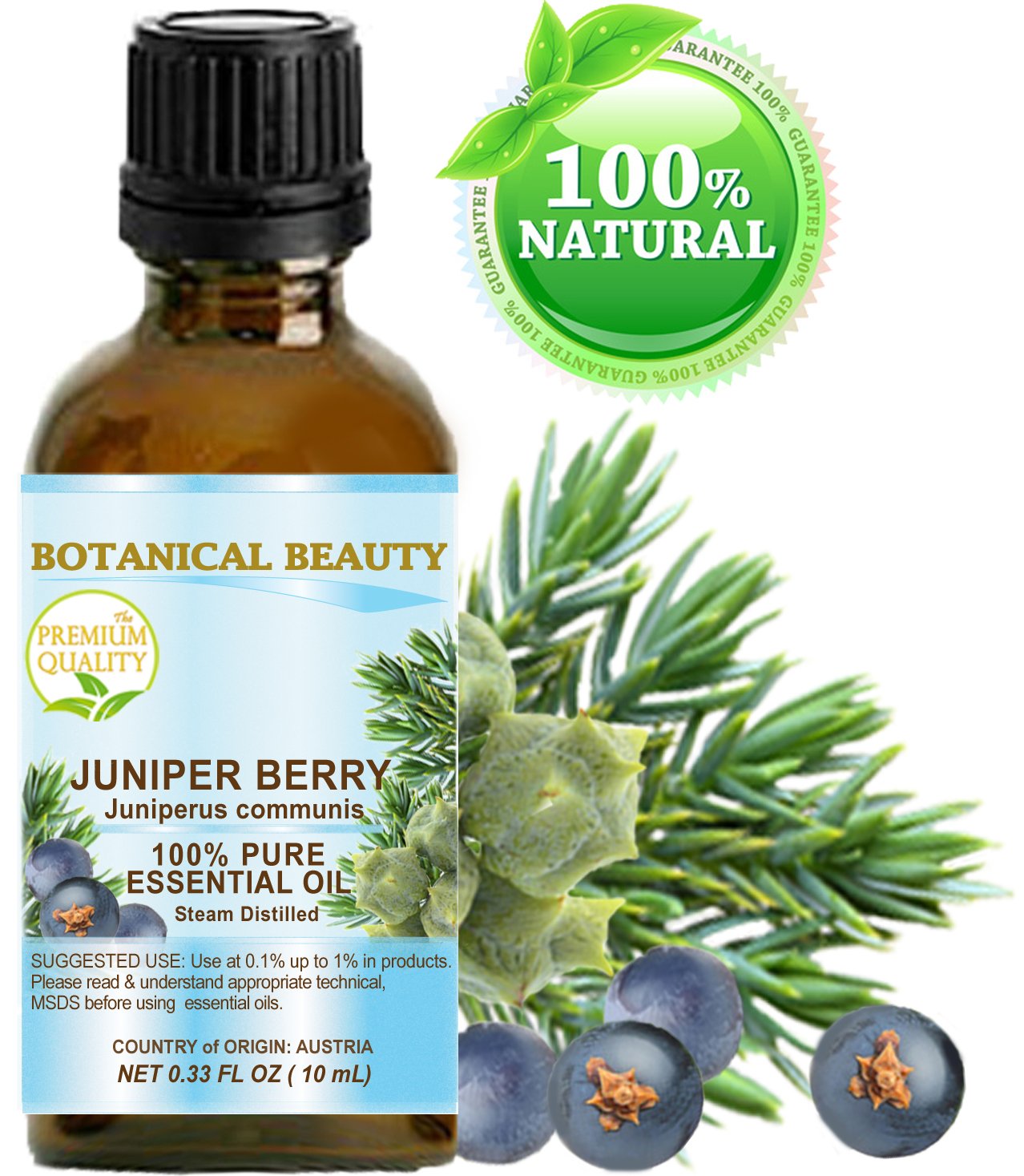 Botanical Beauty Organic Juniper Berry Essential Oil 100% Pure Therapeutic Grade, Premium Quality, Undiluted. 0.17 Fl Oz - 5 mlUSDA Organic